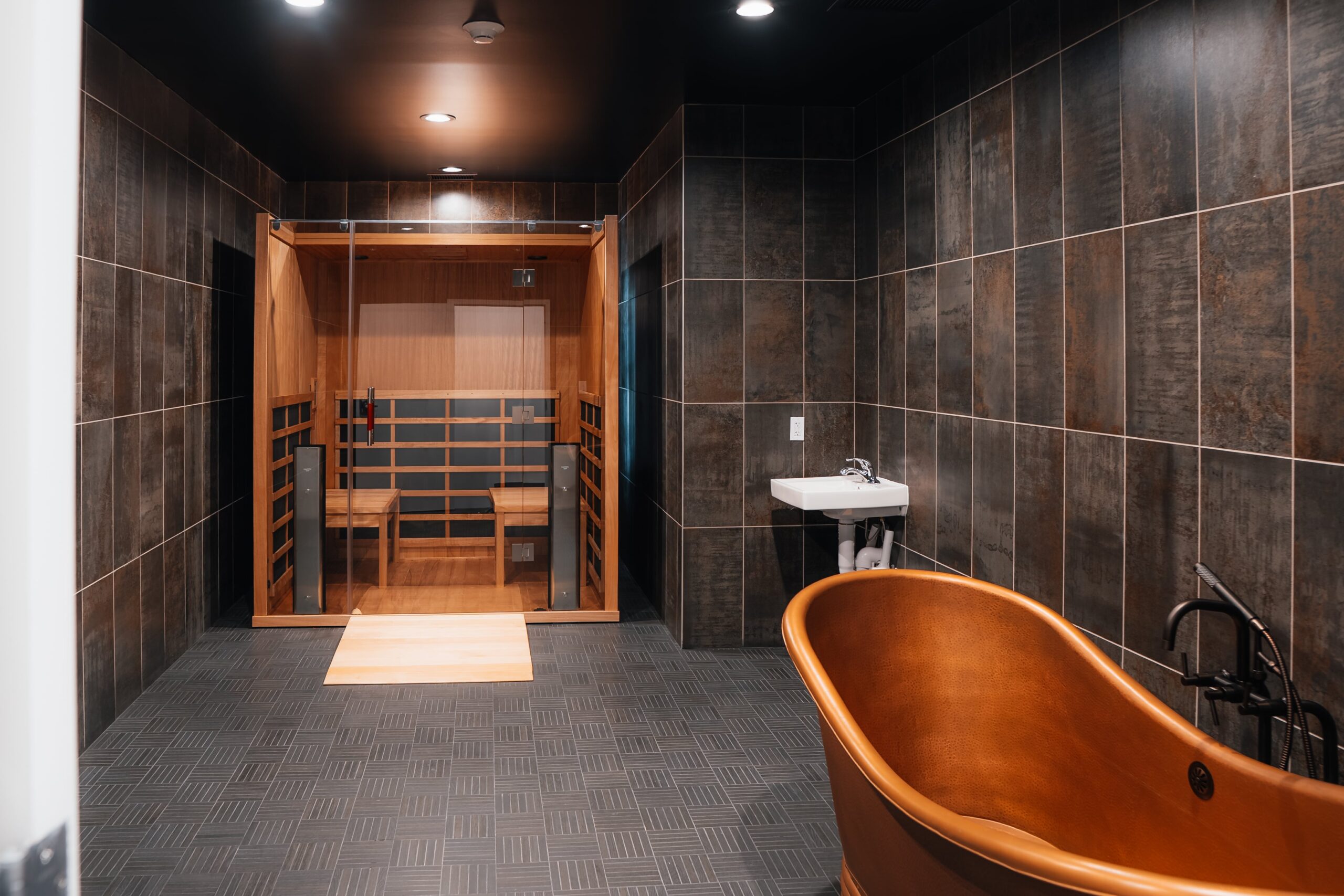 Sauna and red light therapy area - our facility